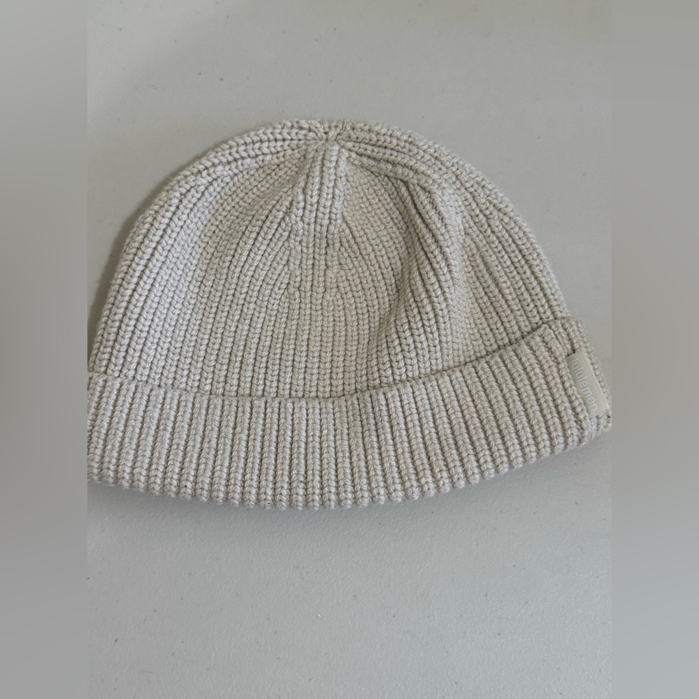 lululemon athletica Cream Ribbed Knit Beanie